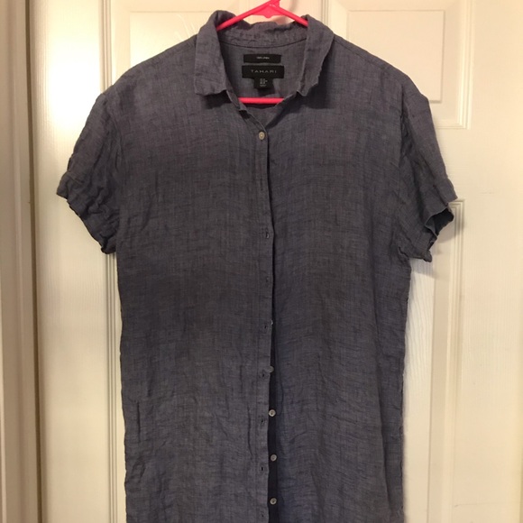 tahari linen shirt dress